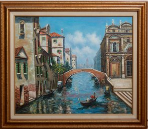 Impressionist Oil On Canvas 'Venice Canal'