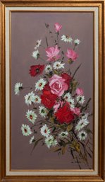 Still Life Oil On Canvas 'Flowers'