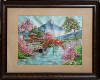 Japanese Embroidery On Fabric 'Fuji Landscape'
