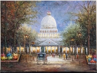 Large Citiscape Original Oil 'Capitol Building'