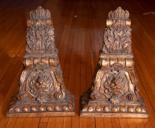 Pair Of Large Antique Wood Sconce