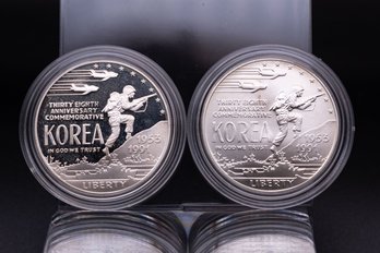 Lot Of 2 Korea War US Commemorative Dollar PF & MS