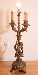 Antique Cherub Bronze Lamp