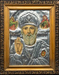 Vintage Religious Icon Relief Sculpture