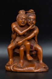 Vintage Wood Erotic Couple Sculpture