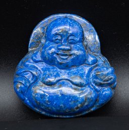 Vintage Lapis Carved Laughing Buddha Figure