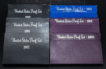 Set Of 6 US Mint Proof Set 1980-1985