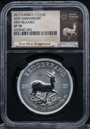 2017 1oz First Release Krugerrand Silver Coin SP70