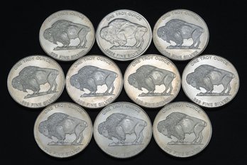 Lot Of 10 Buffalo Silver Rounds