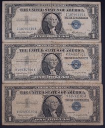 Lot Of 3 1957/1957A/1957B One Dollar Blue Seal Silver Certificate