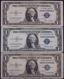 Lot Of 3 1935 One Dollar Blue Seal Silver Certificate