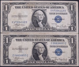 Lot Of 2 1935A/1935C One Dollar Blue Seal Silver Certificate