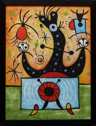 Contemporary After Miro Oil On Canvas 'Sitting Woman 2'