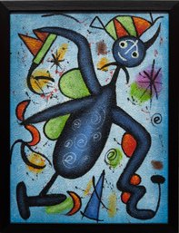 Contemporary After Miro Oil On Canvas 'Blue Boy'