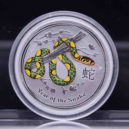 2013 Year Of The Snake Perth Mint 1/2 Oz Colorized Silver Coin