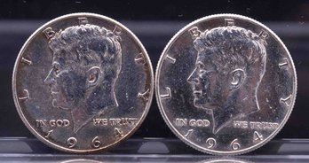 1964 A Pair Of Kennedy Silver Half Dollar
