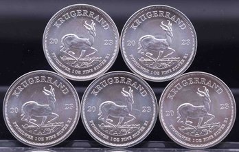 2023 Lot Of 5 South Africa Kruggerand Silver Coins