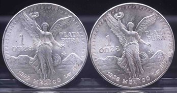 Lot Of 2 1985/1986 Vintage Mexico 1oz Libertad Silver Coin