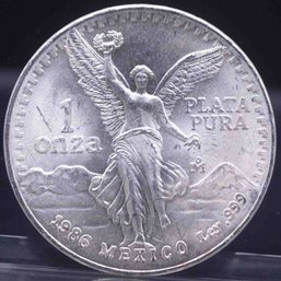 1986 Vintage Mexico 1oz Libertad Silver Coin