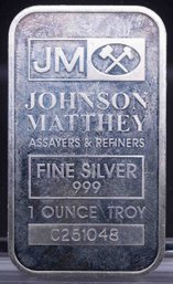 Vintage Johnson Matthey 1oz Silver Bar