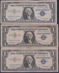 Lot Of 3 1957/1957B One Dollar Blue Seal Silver Certificate