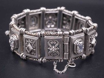 925 Sterling Silver And Crystal Art Deco Bracelet