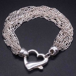 Italy 925 Sterling Silver Open Heart Bracelet