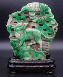 Old Hand Carved Jade Relief Sculpture