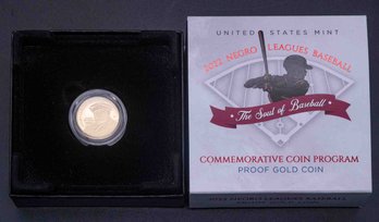 2022 Negro League Baseball Proof Gold Coin With Box And COA