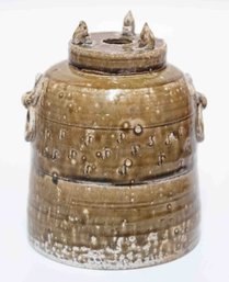 Chinese Old Yue Style Pottery Vase/Urn With Lid