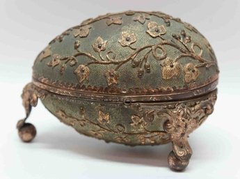 Antique Bronze Egg Trinket Box