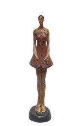 Mid Century Modernist Bronze Sculpture 'Lady In Dress'