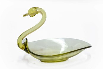 Colored Glass Swan Bowl