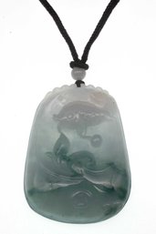 Type A Icy Jadeite Fish And Bat Pendant WIth Certificate