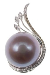 Purple Pearl 18K White Gold Pendant With Certificate