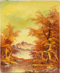 Vintage Scenic Oil On Canvas 'Autumn View'