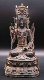Antique Yong Le Inscribed Chinese Gold Gilt Bronze Statue Of Buddha