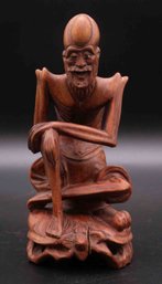 Vintage Chinese Wood Figure Of Skinny Old Man