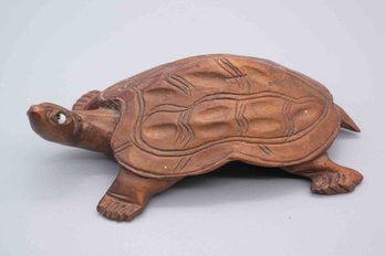 Old Chinese Wood Sculpture Of Turtle