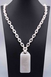 White Jade Carved Pendant And Necklace