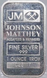 Johnson Matthey 1oz Fine Silver Bar