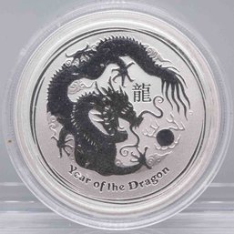 2012 Australia Perth Mint Year Of The Dragon 1/2 Oz Silver Coin