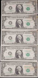 Lot Of 5 1981 Offset Print Error One Dollar Federal Reserve Note