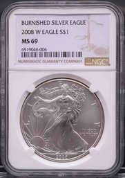 2008 W $1 Burnished Silver Eagle
