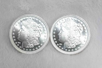 A Pair Of Morgan Dollar Style 1 Troy Ounce 999 Silver Rounds