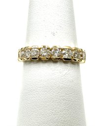 14K Yellow Gold With Natural Round Diamond Band Ring Size 7 - J11052