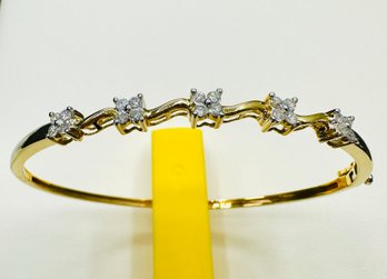 20 Pcs Nature Diamond 14KT Yellow Gold Bangle Bracelet - J11093