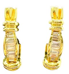 14 Yellow Gold With Natural Baguette Diamond Earrings - J11106