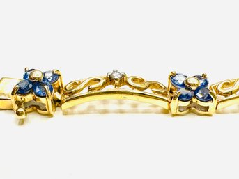 Natural Diamond And Tanzanite Bracelet In 14KT Yellow Gold Bracelet -#11111