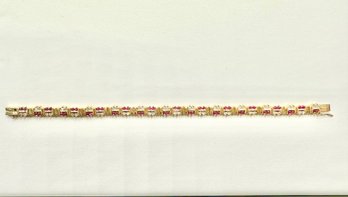 Natural Diamond And Ruby Bracelet In14KT Yellow Gold -#11112